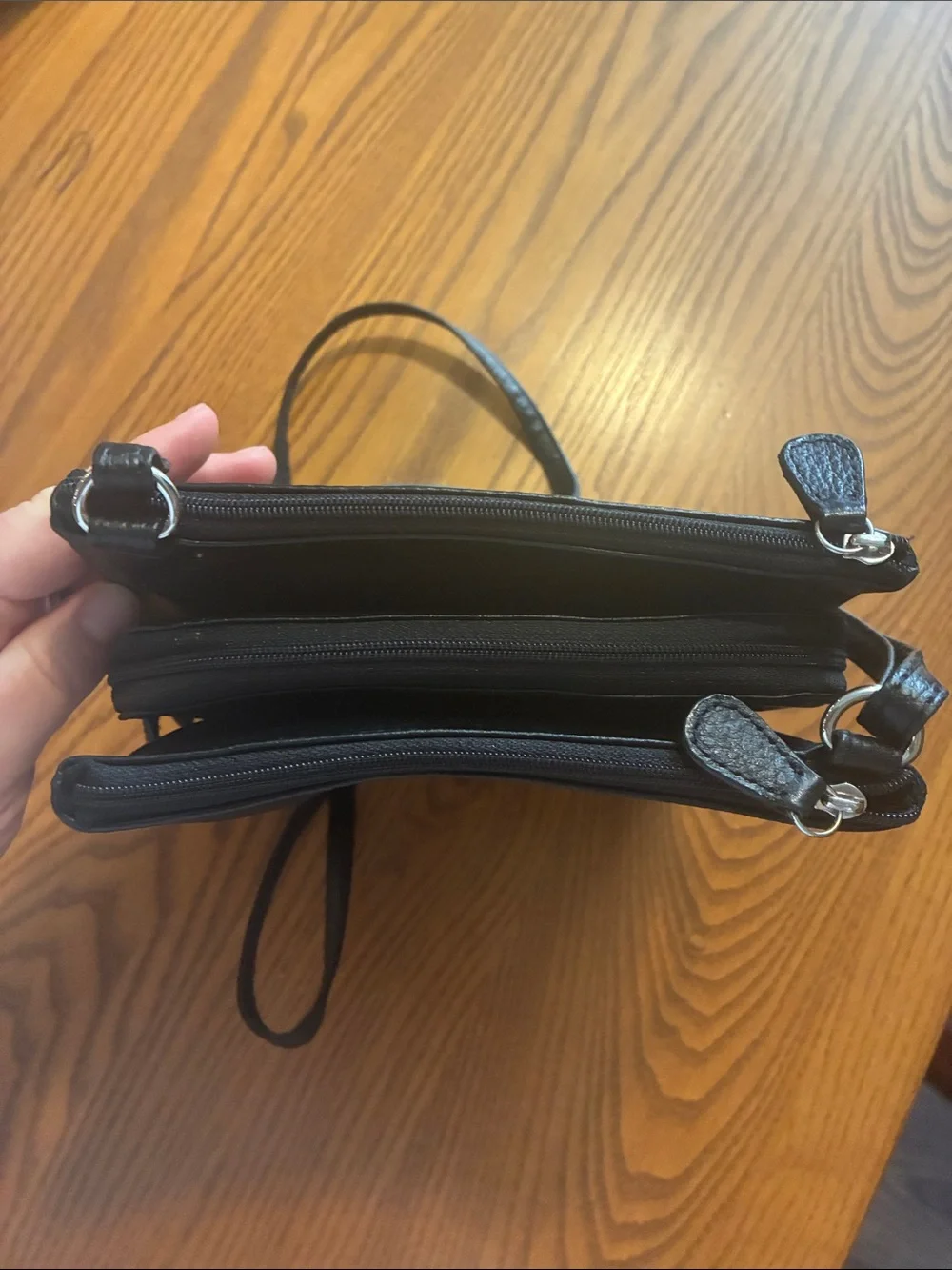 Leather Crossbody Bag for Men - Black